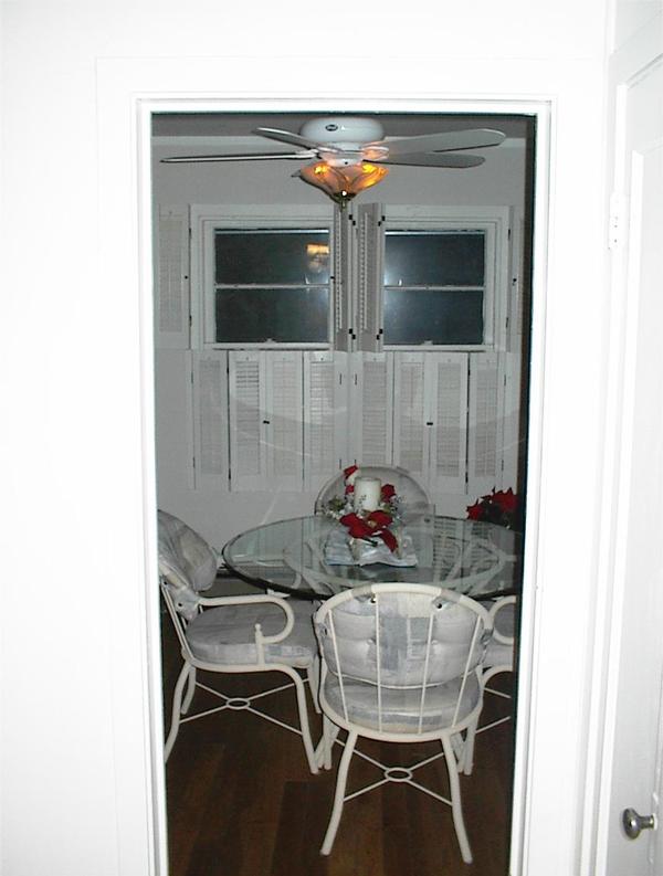 Looking from the kitchen toward the dining room.