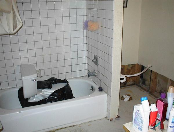 The toilet in the other bathroom, removed