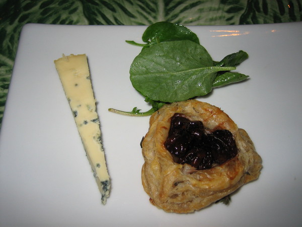 Rogue River Blue Cheese with tart cherry turnover and cress